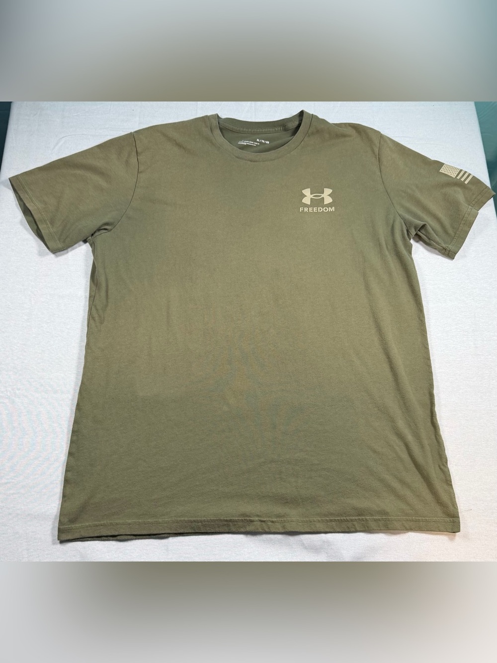 Under Armour Freedom Flag Graphic Tee Men's XL Olive Green Tactical Gym